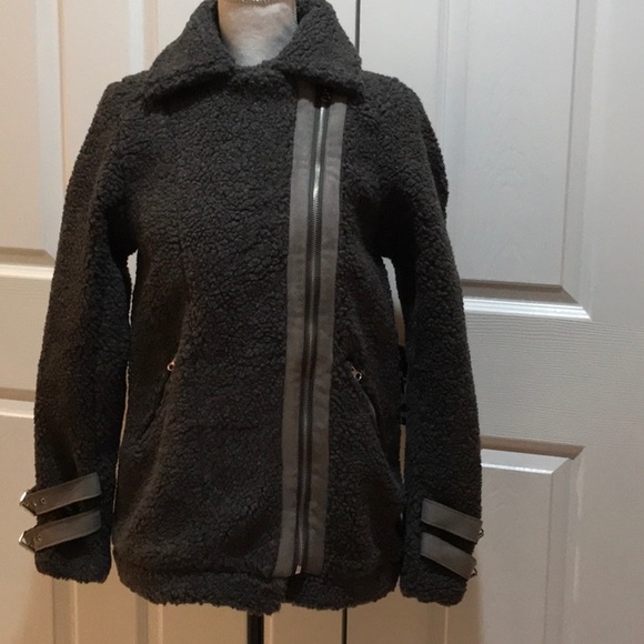 $ FIRM 🌷Charcoal Sherpa Racer Jacket - Picture 6 of 8